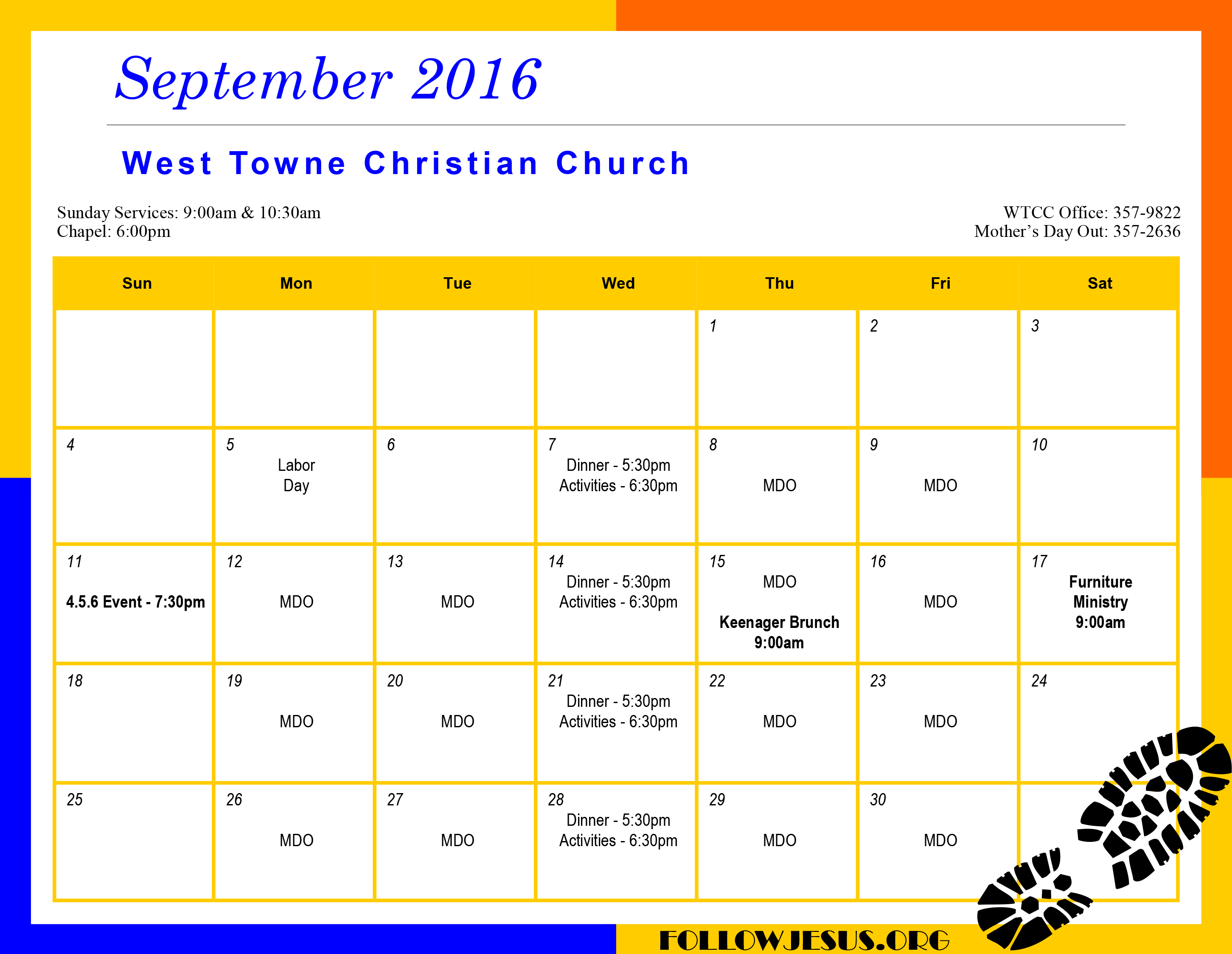 Calendar - September 2016
